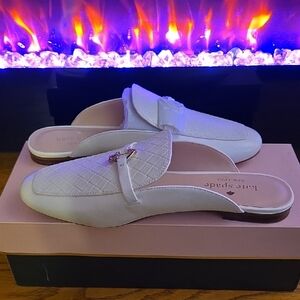 Kate Spade White Quilted Mules